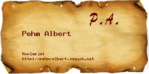 Pehm Albert névjegykártya